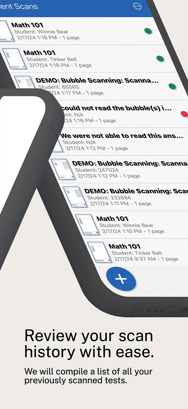 PaperScorer mobile app grading screen