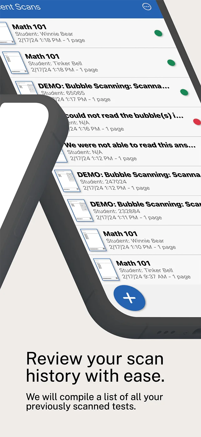 PaperScorer mobile app grading screen